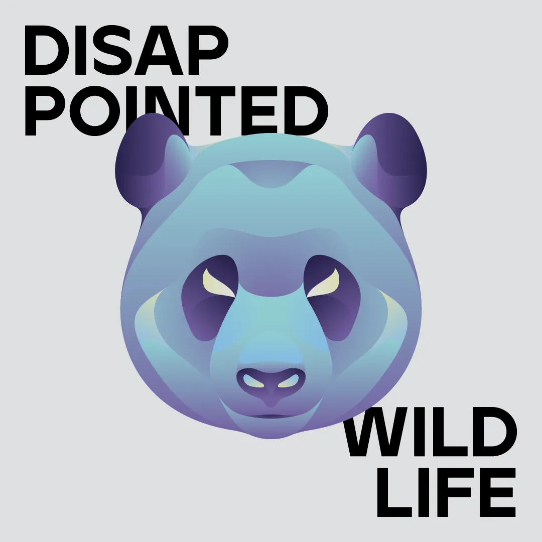Cover of the Disappointed Wildlife exhibition, illustrated by Andrea Braga